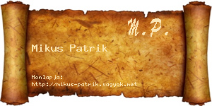 Mikus Patrik névjegykártya